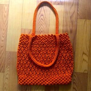 Fashionable Orange Handmade Crochet Bag (New).